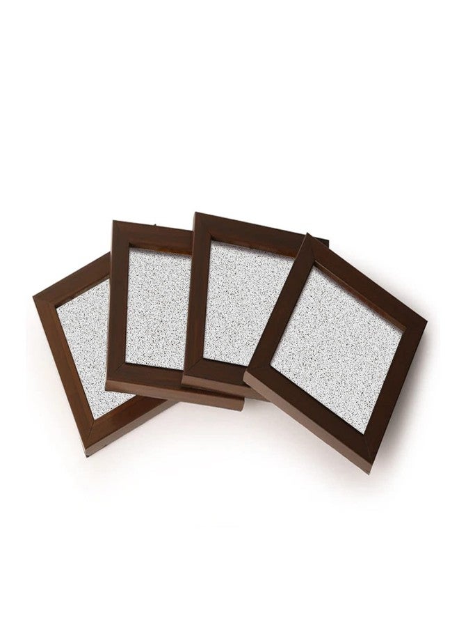 LADECOR Tea Frame Coaster Set Wooden Decorative Coasters Set. Home and Office Wooden Coaster Set Design 04 (B) - Image 2