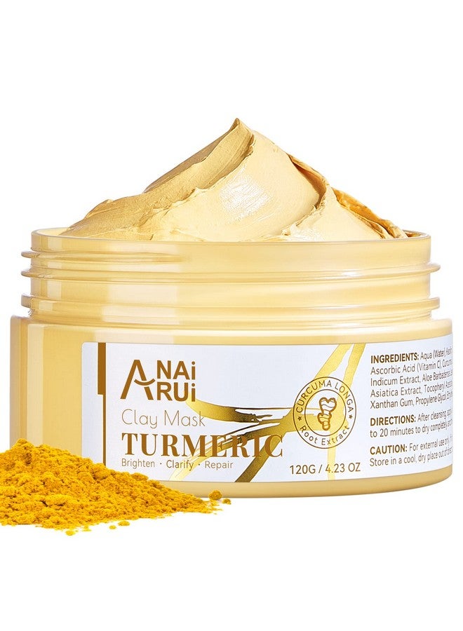 ANAI RUI Turmeric Vitamin C Face Mask For Dark Spots Kaolin Clay Mask With Vitamin C E And Aloe Skin Care Turmeric Clay Mask For Acne & Refineing Pores Smooth & Radiant Skin 4.23 Oz - Image 1
