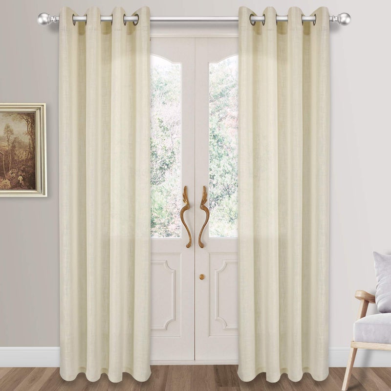 VOILYBIRD Palma Sheer Curtains for Living Room 84 Inch Length Light Filtering Draperies for Bedroom Bronze Grommet Set of 2 Panels (52''W x 84''L, Beige) - Image 2