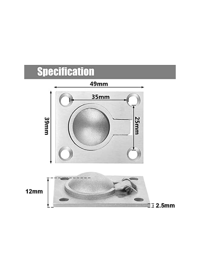 The Bros 2Pcs Flush Ring Pull Handle - Stainless Steel Boat Hatch Latch Recessed Door Pull with Mount Screws, Hidden Recessed Furniture Handle for Deck Drawer(48 x 38mm) - Image 4