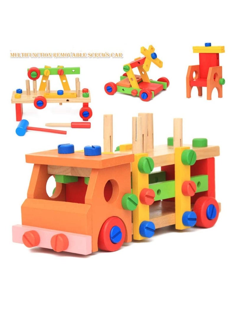Factory Price Wooden Multifunctional RemovableTools Set Assembling Activity Car, Montessori Learning and Educational Toys - Image 5