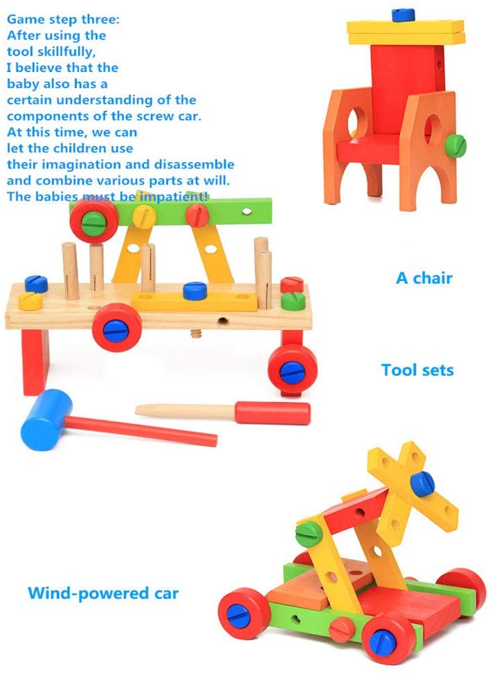 Factory Price Wooden Multifunctional RemovableTools Set Assembling Activity Car, Montessori Learning and Educational Toys - Image 2