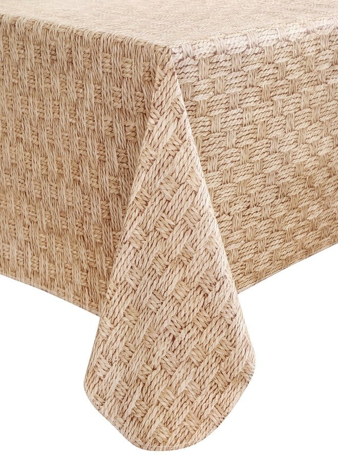 Walrus Heavy Duty Vinyl Tablecloth with Flannel Backing Waterproof Oil-Proof Plastic Table Cloth Stain-Resistant Wipeable Rectangle or Square Table Cover for Indoor and Outdoor (Weave, 54X54 Inch) - Image 1