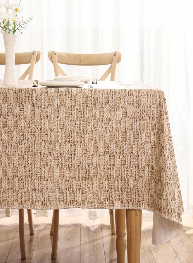 Walrus Heavy Duty Vinyl Tablecloth with Flannel Backing Waterproof Oil-Proof Plastic Table Cloth Stain-Resistant Wipeable Rectangle or Square Table Cover for Indoor and Outdoor (Weave, 54X54 Inch) - Image 5