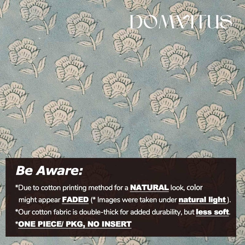 DOMVITUS Floral Pillow Covers 24x24 Throw Pillow Covers Decorative Block Floral Print Vintage Pillow Cover for Living Room Couch Bed  Light Blue  1PC - Image 3