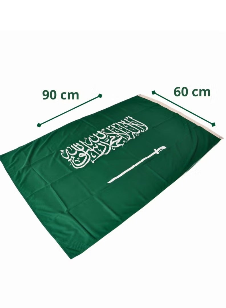 Saudi Flag For Saudi National Day Flag Double Sided with Rod Pocket Fabric 90x60 cm - Image 4