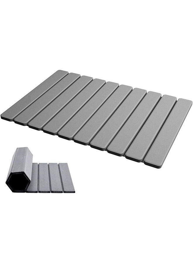 Bukela Foldable Stone Bath Mat, Diatomaceous Earth Shower Mat, Non-Slip Super Absorbent Quick Drying Bathroom Floor Mat, Natural, Easy to Clean - Image 1