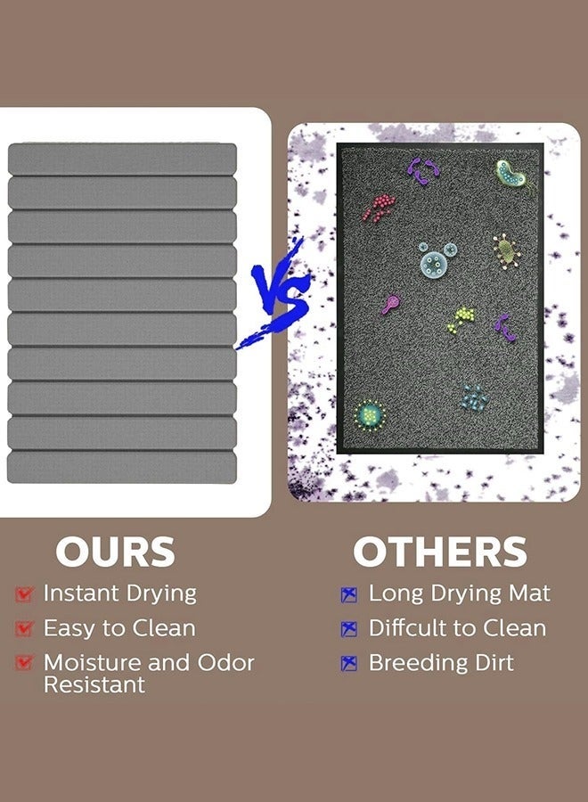 Bukela Foldable Stone Bath Mat, Diatomaceous Earth Shower Mat, Non-Slip Super Absorbent Quick Drying Bathroom Floor Mat, Natural, Easy to Clean - Image 2