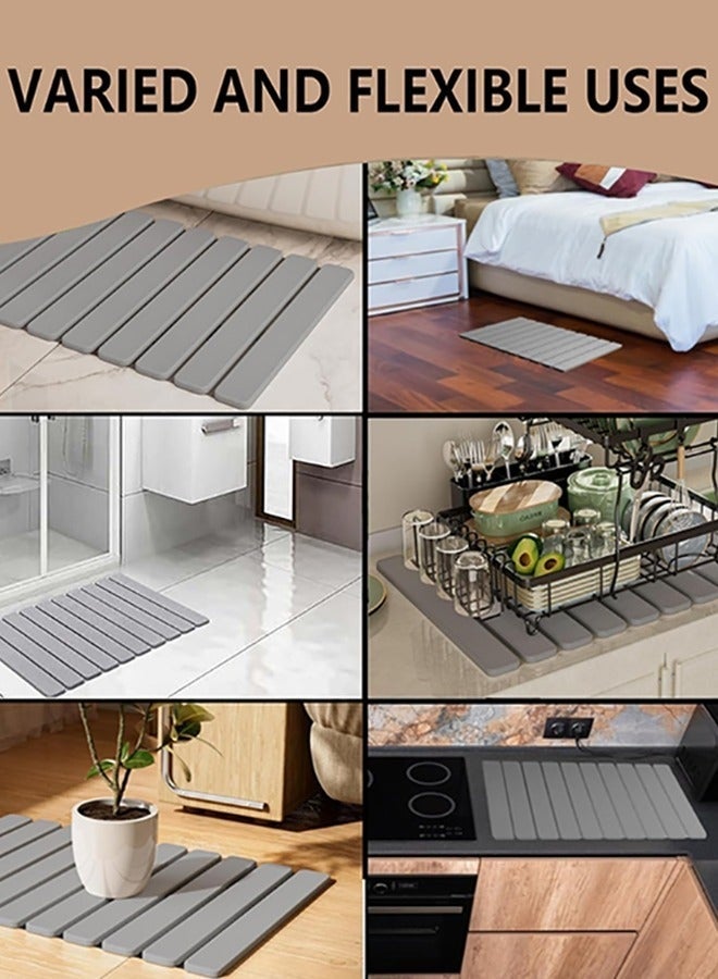 Bukela Foldable Stone Bath Mat, Diatomaceous Earth Shower Mat, Non-Slip Super Absorbent Quick Drying Bathroom Floor Mat, Natural, Easy to Clean - Image 5