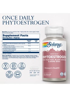 Solaray Once Daily Phytoestrogen - مكمل غذائي PhytoEstrogen للنساء مع عشبة كوهوش السوداء، ودونج كواي، والبطاطا البرية، وإيزوفلافون الصويا - دعم صحة المرأة - ضمان لمدة 60 يومًا، 30 وجبة، 30 كبسولة نباتية - pzsku/ZC7691AE70C4D66EAC426Z/45/_/1735908079/26628386-965d-4f34-8252-d281f6442143