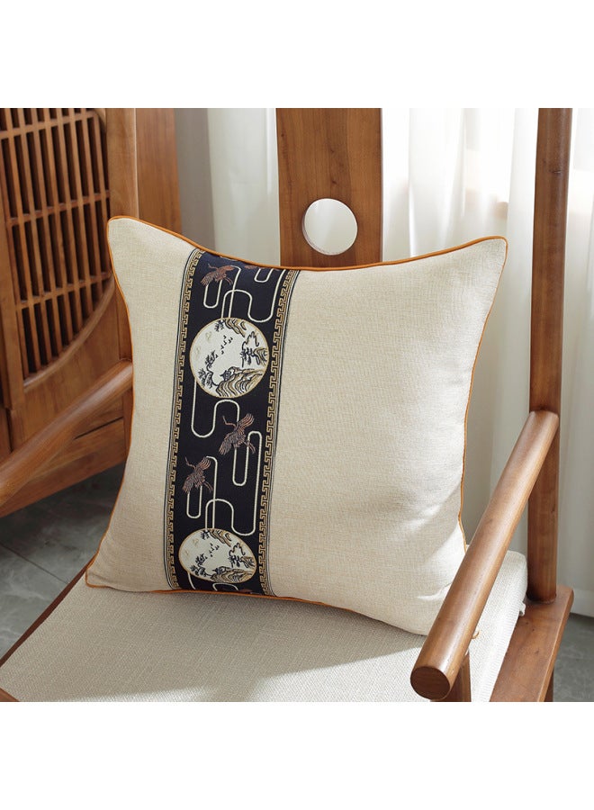 New Chinese Style Pillow Cotton Linen Bedside Soft Cushion Living Room Cushion Car Waist Pillow Rosewood Sofa Backrest Pillowcase