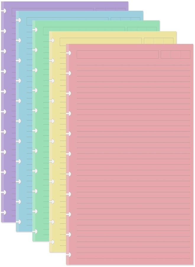 Getvow Letter Size Discbound Lined Refill Paper, 11 Disc Discbound, 5 Colors(20 Sheets/Color), Total 100Sheets / 200Pages, 110gsm Thicker Paper, 8.5'' x 11'' - Image 1