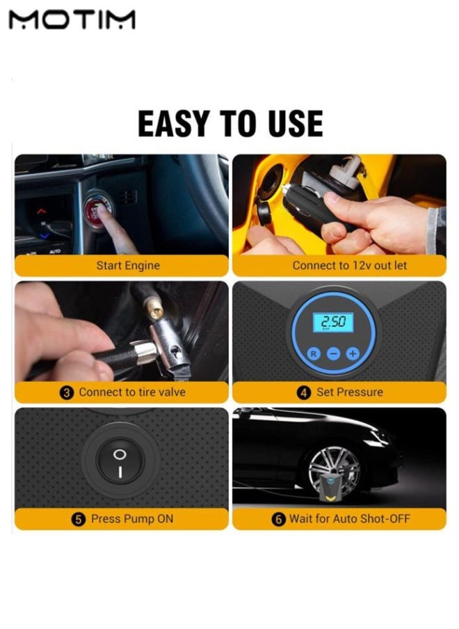 Motim 8 Pcs Luminous Valve Caps Tire Valve Stem Covers for Car Truck Motorcycles Bike Red And 1 Pcs Digital Car Tyre Inflator Air Compressor 150PSI DC12V Air Pump 9.84FT Cord with Digital Display  - Image 4
