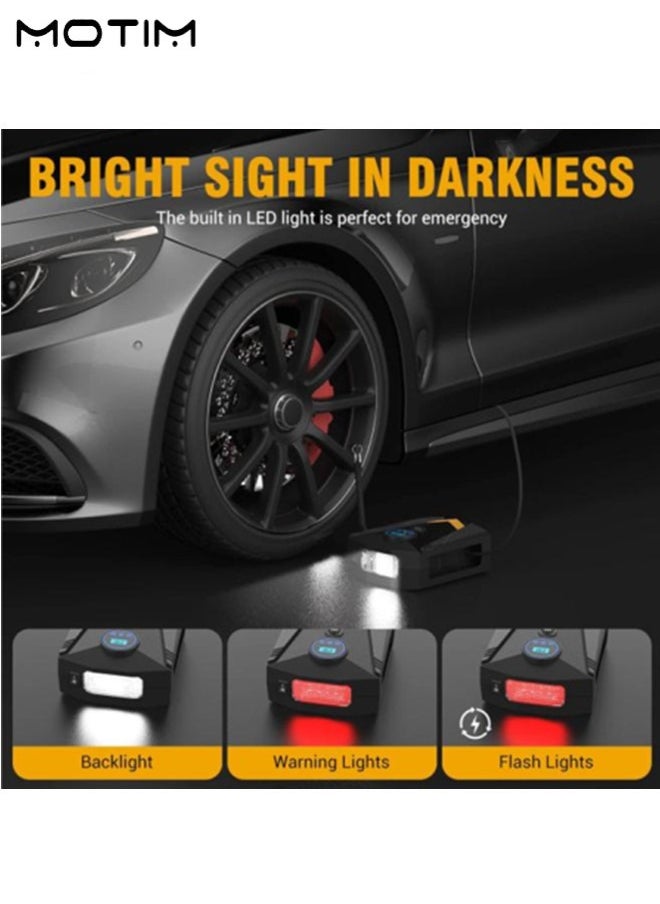 Motim 8 Pcs Luminous Valve Caps Tire Valve Stem Covers for Car Truck Motorcycles Bike Red And 1 Pcs Digital Car Tyre Inflator Air Compressor 150PSI DC12V Air Pump 9.84FT Cord with Digital Display  - Image 3