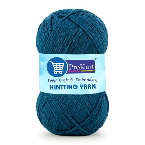 ProKart Premium Woolen 4 ply Hand Knitting Wool Yarn | Fine Weight Knitted and Crocheted Soft Yarn for Sweater, Scarf, Hat, Baby Clothes, Baby Sports, Purse, Gift Bags & DIY Craft Accessories Projects (1 Ball/100 Gram Each) (Dark Teal Blue, 100gms x 4 Pack) - Image 1