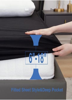 Arcona ARCONA Mattress Protector Queen Waterproof Mattress Protector with 18'' Deep Pocket, Black Breathable&Noiseless Mattress Cover, Queen Size, Fitted Sheet Style  - Image 2