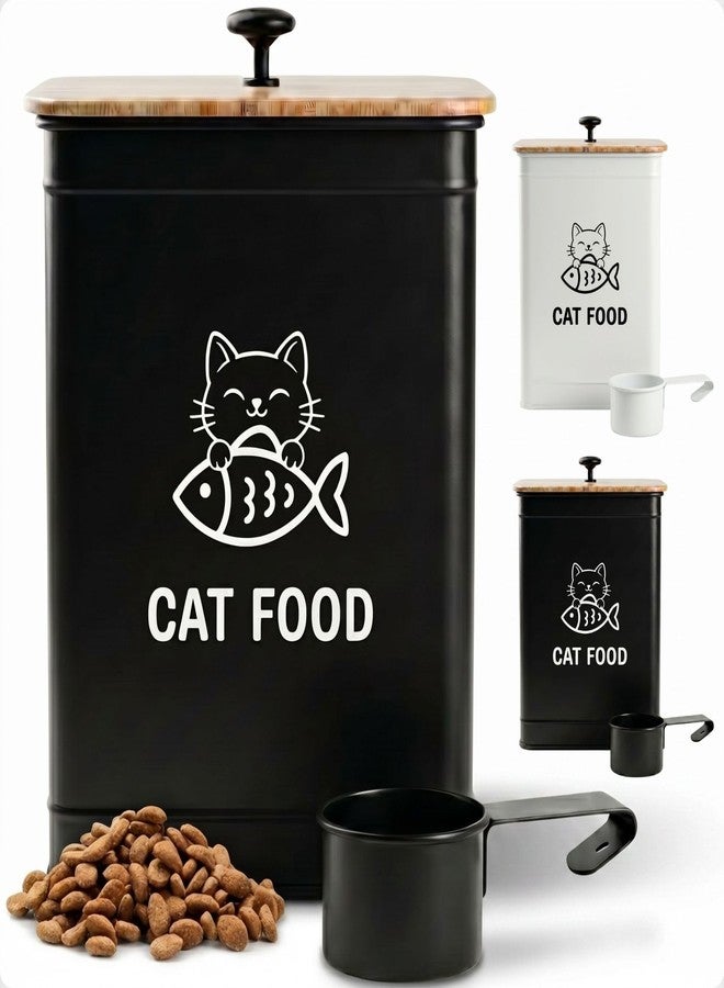 HB Design Co. Metal Cat Food Container with Scoop 5-7 lb (25 Cup), w/ Airtight Bamboo Lid - Image 1