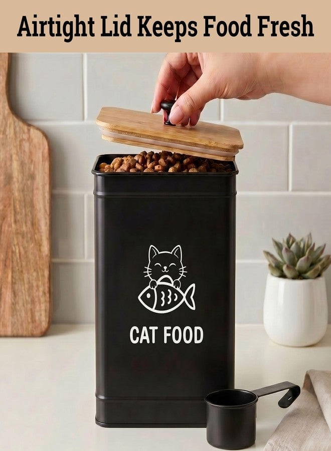 HB Design Co. Metal Cat Food Container with Scoop 5-7 lb (25 Cup), w/ Airtight Bamboo Lid - Image 4