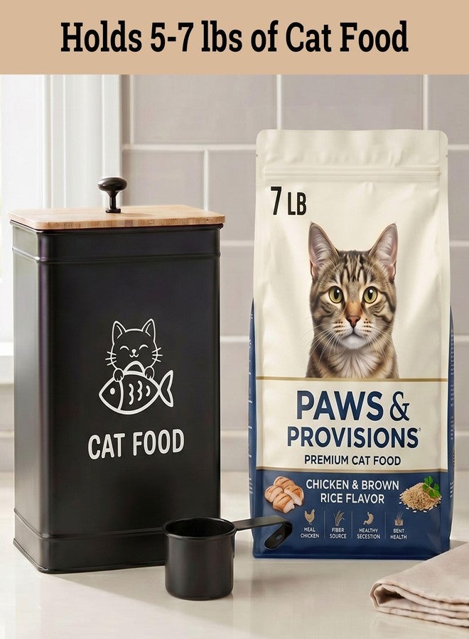 HB Design Co. Metal Cat Food Container with Scoop 5-7 lb (25 Cup), w/ Airtight Bamboo Lid - Image 3