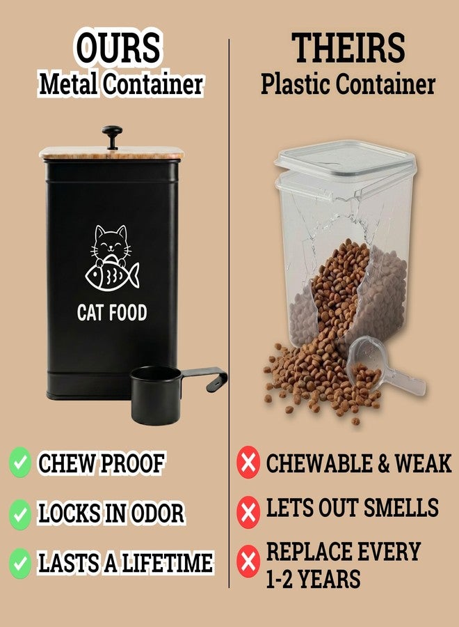 HB Design Co. Metal Cat Food Container with Scoop 5-7 lb (25 Cup), w/ Airtight Bamboo Lid - Image 5