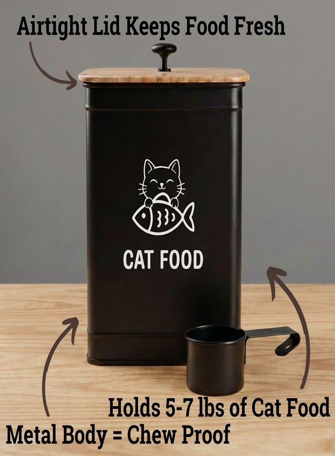 HB Design Co. Metal Cat Food Container with Scoop 5-7 lb (25 Cup), w/ Airtight Bamboo Lid - Image 2