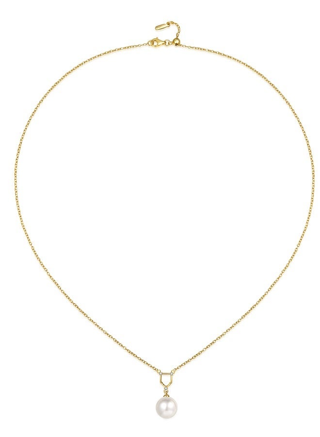 Moonmory 18K Gold Plated 925 Silver Pearl Pendant Necklace For Women, Original Design Door Frame Islamic Inspired Pearl Necklace With White Zircon, Valentine's Day Ramadan Mother's Day Gifts - Image 4