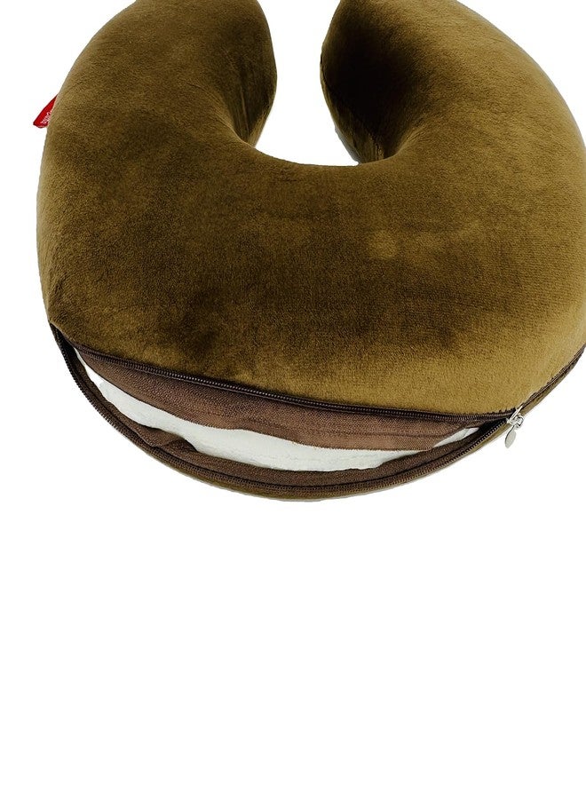 SOCA Memory Foam U Shaped Travel Pillow Neck Support Head Rest Cushion (Brown) - Image 3