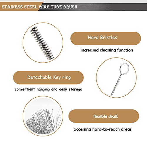 YXQ Tube Wire Brush Stainless Steel Bottle 6mmx10.2inch Long-Handle Stiff Bristle Cleaning 6Pcs - Image 3