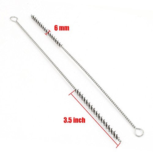 YXQ Tube Wire Brush Stainless Steel Bottle 6mmx10.2inch Long-Handle Stiff Bristle Cleaning 6Pcs - Image 2