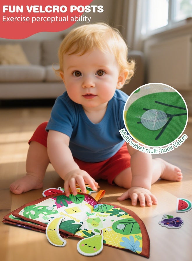 سوفت تاتش كتابان من القماش للأطفال، ألعاب تعليمية للأطفال بصوت خشخشة، كتاب للأطفال الصغار، لعبة تنمية مبكرة للرضع بنمط قابل للتمزيق، ألعاب تعليمية للأطفال الصغار من عمر 0 إلى 18 شهرًا - Image 4