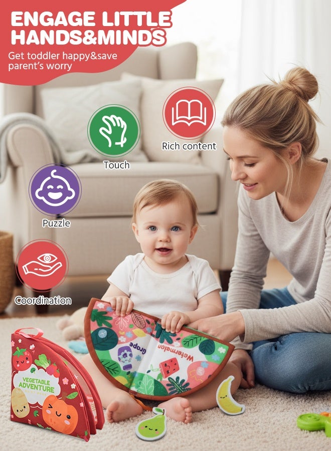 سوفت تاتش كتابان من القماش للأطفال، ألعاب تعليمية للأطفال بصوت خشخشة، كتاب للأطفال الصغار، لعبة تنمية مبكرة للرضع بنمط قابل للتمزيق، ألعاب تعليمية للأطفال الصغار من عمر 0 إلى 18 شهرًا - Image 3
