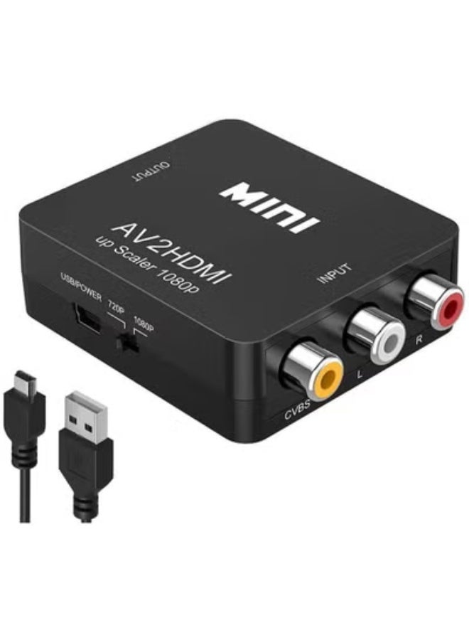 Chabeia RCA to HDMI Converter, 1080P RCA Composite CVBS AV to HDMI Video Audio Converter Adapter Compatible with N64 Wii PS2 Xbox VHS VCR Camera DVD, Support PAL/NTSC with USB Power Cable - Image 2