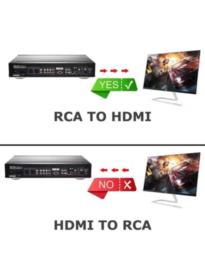 Chabeia RCA to HDMI Converter, 1080P RCA Composite CVBS AV to HDMI Video Audio Converter Adapter Compatible with N64 Wii PS2 Xbox VHS VCR Camera DVD, Support PAL/NTSC with USB Power Cable - Image 3