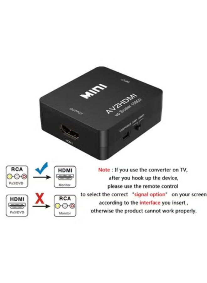 Chabeia RCA to HDMI Converter, 1080P RCA Composite CVBS AV to HDMI Video Audio Converter Adapter Compatible with N64 Wii PS2 Xbox VHS VCR Camera DVD, Support PAL/NTSC with USB Power Cable - Image 4