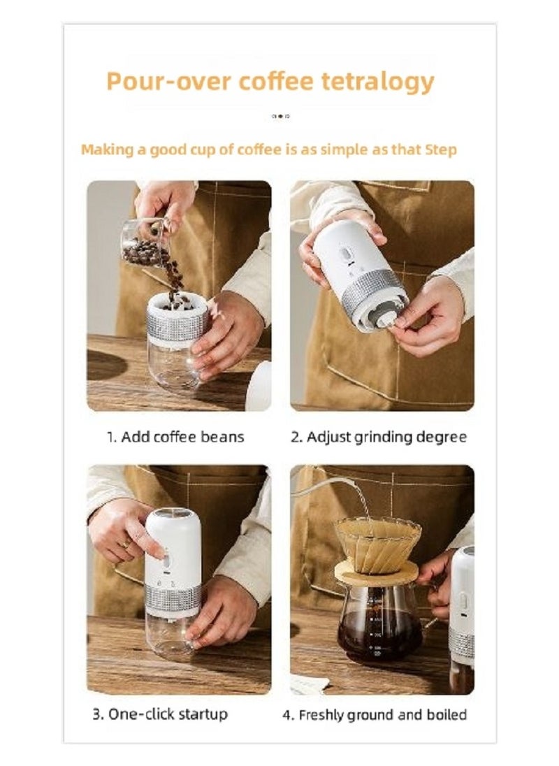 Rechargeable Electric Coffee Grinder – Compact & Portable, Ceramic Burr, Wet & Dry Use, Fine Powder Grinding for Home & Travel