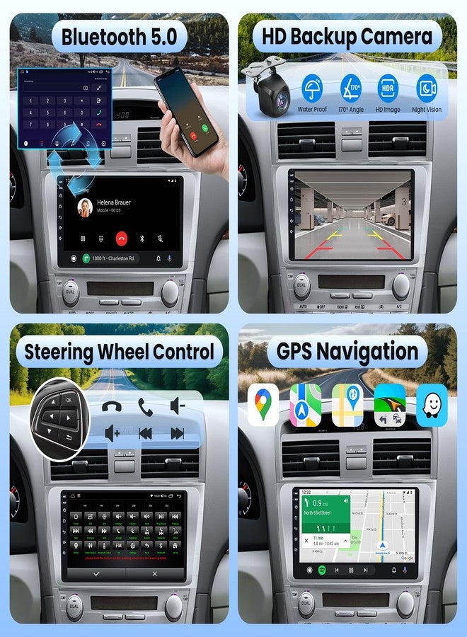 Jerqry 64G ROM Car Radio for Toyota Camry 2007 2008 2009 2010 2011: Upgrade 9 Inch HD Touch Screen 5G WiFi Wireless CarPlay Android Auto 1080P Backup Camera, GPS Bluetooth FM SWC Stereo - Image 4