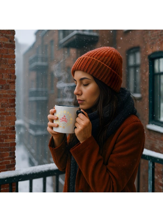 برينت شوب فور مي كوب قهوة سيراميكي مطبوع عليه عبارات "عيد ميلاد سعيد" - هدية مثالية للأصدقاء والموظفين | كوب أسود ثنائي اللون بتصميم وديكور عيد الميلاد - Image 5