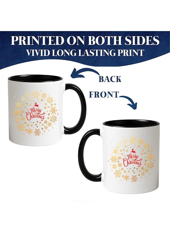 برينت شوب فور مي كوب قهوة سيراميكي مطبوع عليه عبارات "عيد ميلاد سعيد" - هدية مثالية للأصدقاء والموظفين | كوب أسود ثنائي اللون بتصميم وديكور عيد الميلاد - Image 2