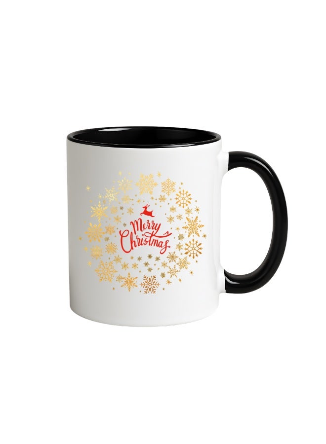 برينت شوب فور مي كوب قهوة سيراميكي مطبوع عليه عبارات "عيد ميلاد سعيد" - هدية مثالية للأصدقاء والموظفين | كوب أسود ثنائي اللون بتصميم وديكور عيد الميلاد - Image 1