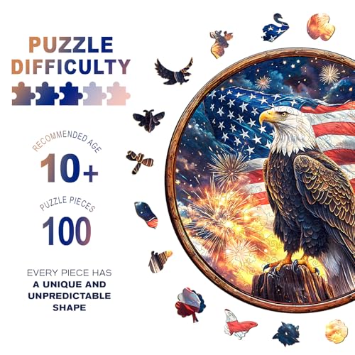 Purdicra Wooden Puzzles for Adults Eagles Pride Wooden Jigsaw Puzzle Unique Animal Shaped Wood Puzzles Adult Christmas Birthday Gifts for FriendsFamily Home Decor 85 85in 100pcs - Image 5