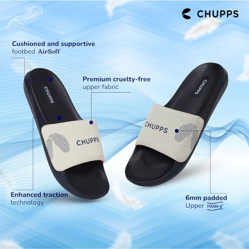 CHUPPS Edge Blue & Grey Drift Orthopedic Slippers | Soft Footpharma Footbed | Breathable Ventilation Holes | Lightweight Flip Flops | Anti-Skid Chappals for Everyday For Mens - Image 4