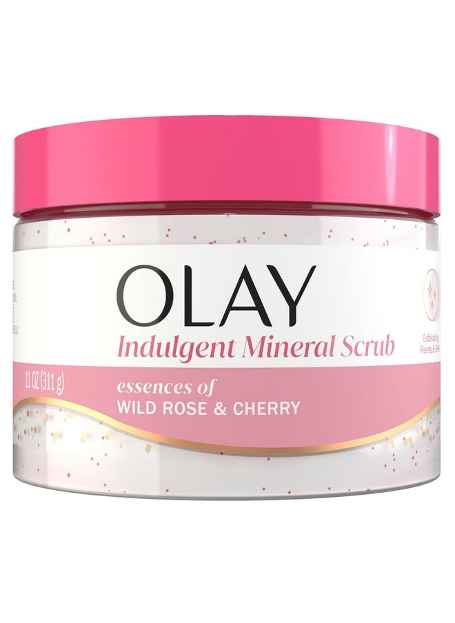 Olay Olay Indulgent Mineral Scrub, Skin Exfoliating & Massaging Pearls, Renewing BHA, Vitamin B3 Complex, Essences of Wild Rose & Cherry Creme Scent, 11 oz  - Image 1