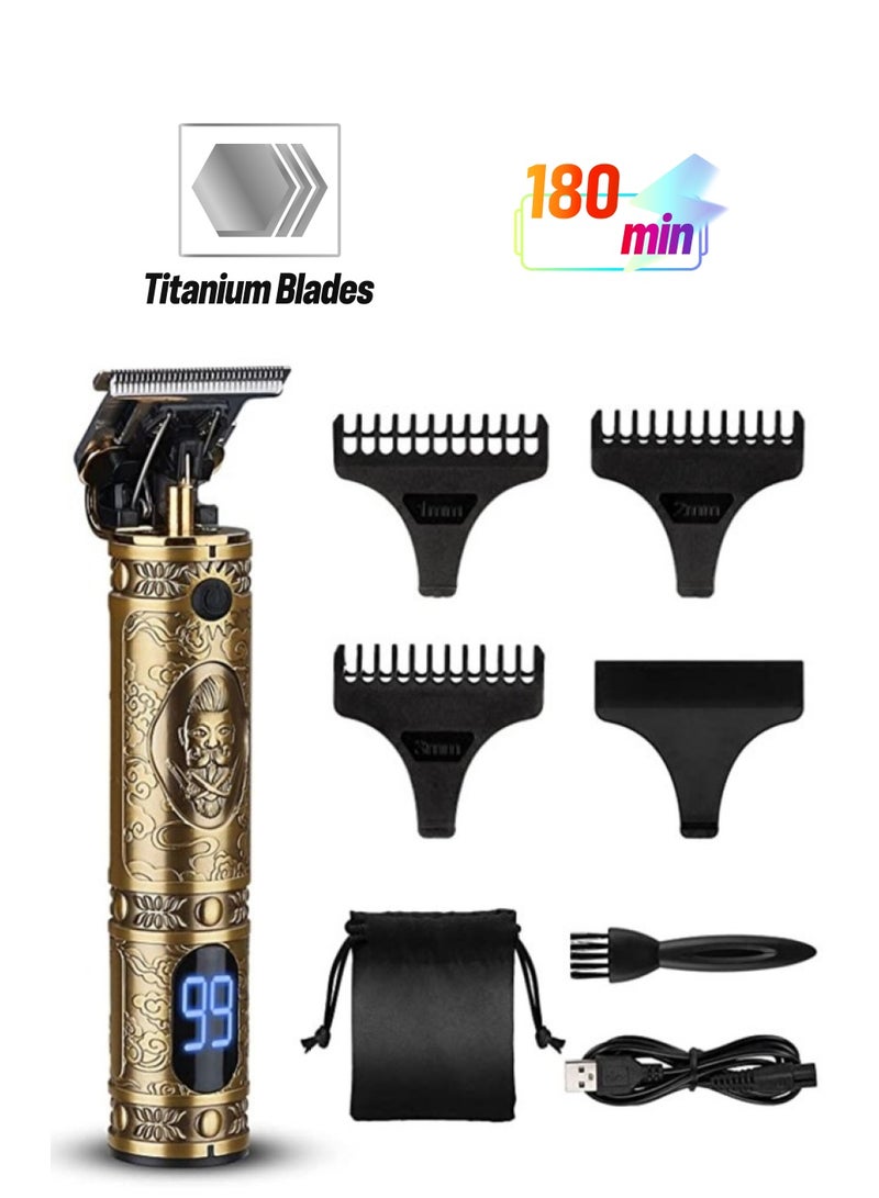 ELTRAZONE Professional Mens Hair Trimmers, Cordless Rechargeable Beard Trimmer T-Blade Hair Clippers for Men, 0mm Zero Gapped Baldhead Shaver with 3 Combs - Image 1