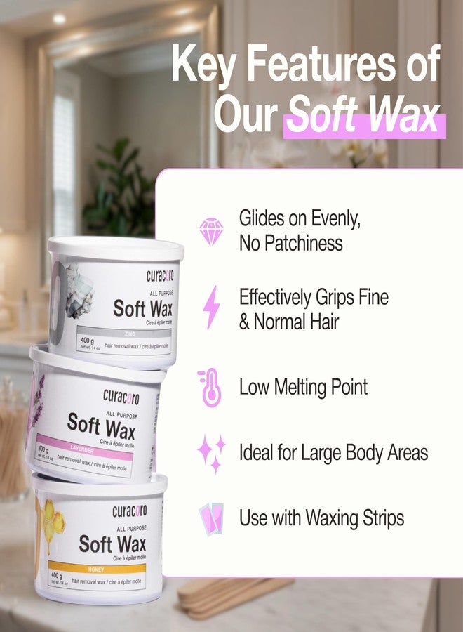 Curacoro Zinc Soft Wax 14oz / 400g, Soothing Crème Formula for Professional Depilation, Low Temp Soft Wax for Legs, Arms & Back - Image 3