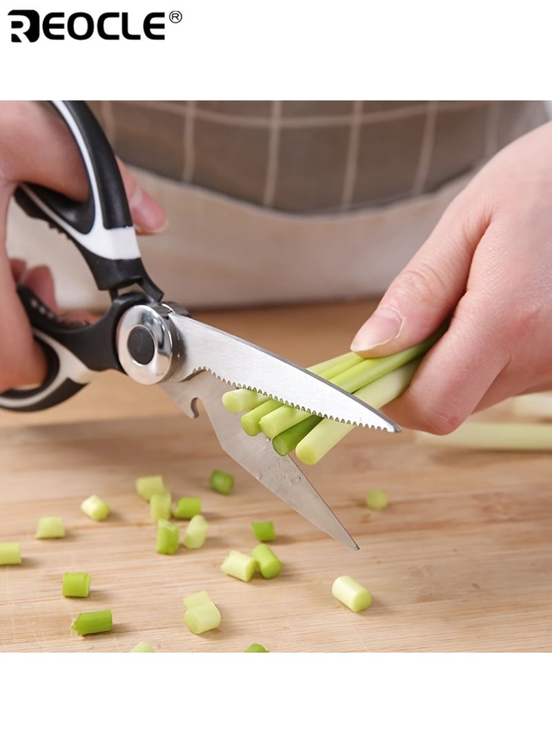REOCLE Heavy-Duty Kitchen Shears Stainless Steel Food Scissors for Cutting Chicken Fish Meat Poultry Ergonomic Multipurpose Cooking Baking Prep Tool - Image 2