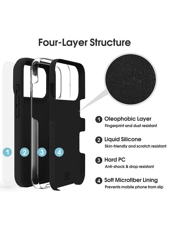 ميدا غطاء سيليكون سائل فاخر لآيفون 17 برو ماكس وبطانة مايكروفايبر – ملمس ناعم ومقاوم للبصمات - Image 4