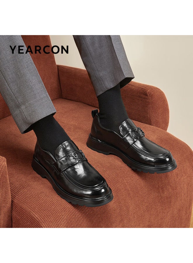 YEARCON Yierkang Lefu Men's New Business Casual Slip-on Thick-soled Leather Shoes 96167w Black 42 - Image 2