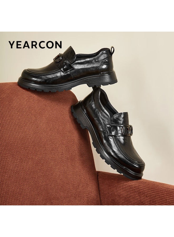 YEARCON Yierkang Lefu Men's New Business Casual Slip-on Thick-soled Leather Shoes 96167w Black 42 - Image 1