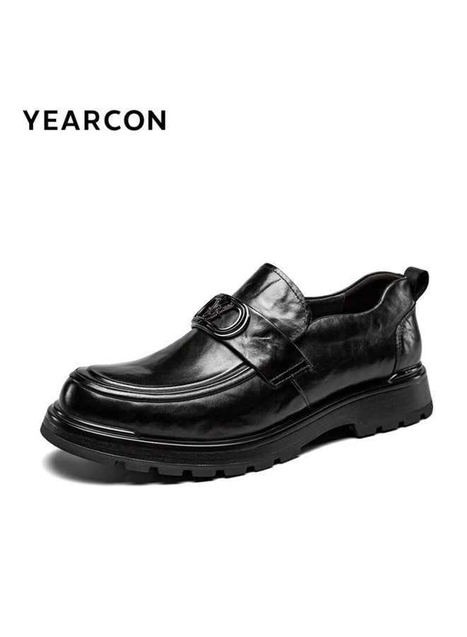 YEARCON Yierkang Lefu Men's New Business Casual Slip-on Thick-soled Leather Shoes 96167w Black 42 - Image 4
