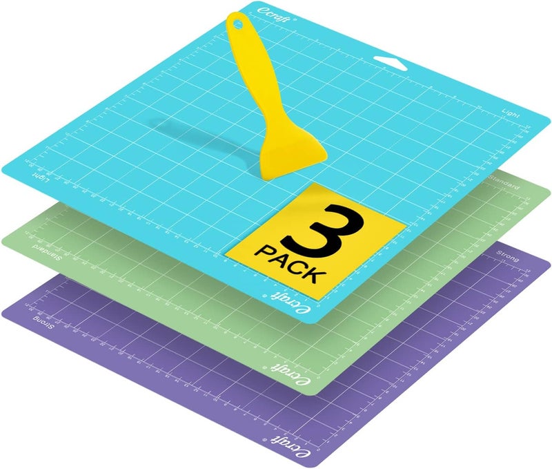 ecraft Cutting Mat 12X12 For Cricut - Include (Strong/Standard/Light) Adhesive Sticky (3 pack) Flexible Square Gridded Quilting Cut Mats Replacement for Crafts、Sewing and All Arts.（Variety) - Image 1